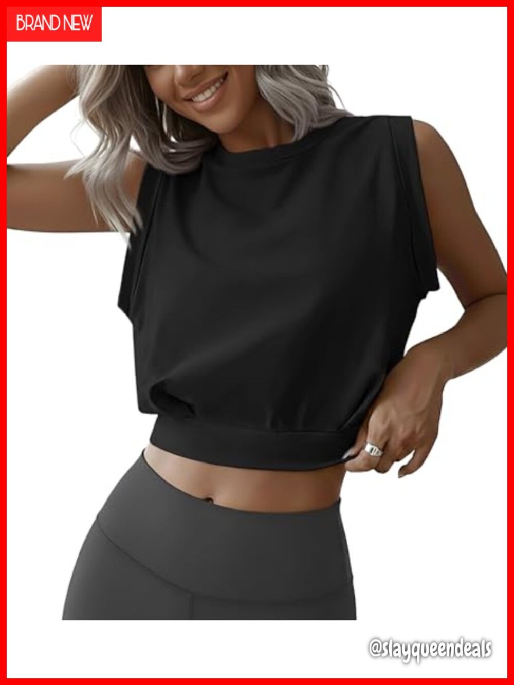 Women's Workout Crop Tank Top Sleeveless Athletic Yoga Gym Running Top